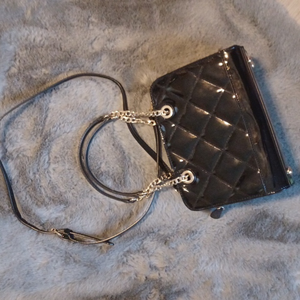 Black Quilted Patent Leather Bag